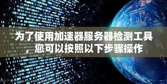 为了使用加速器服务器检测工具,您可以按照以下步骤操作